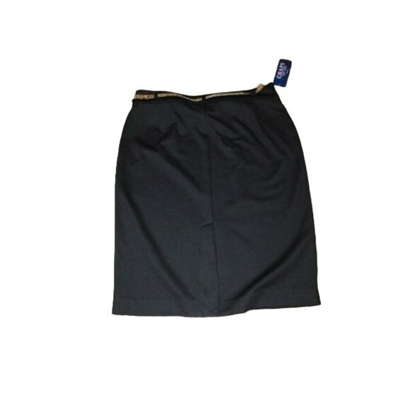 Chaps Size 8 Belted Black Knit STRETCH Career Skirt NWT $69 - Picture 2 of 2